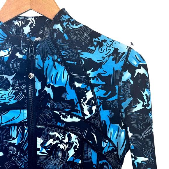 Lululemon Define Jacket Womens Size 8 Black Teal Print Full Zip Athletic - Picture 4 of 13